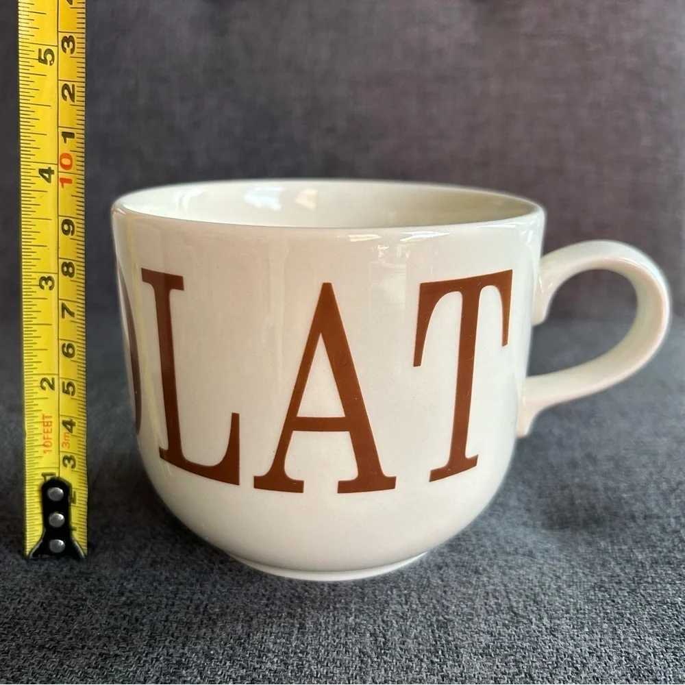 “CHOCOLAT” Coffee Mug, Ivory, Cream, Tan, Brown, 16 oz